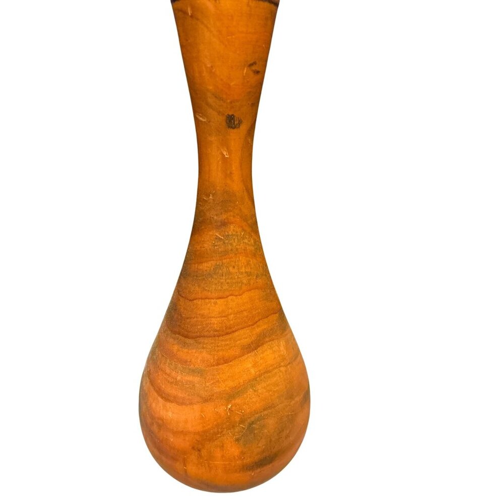 Vintage Handcrafted Wooden Vase With Natural Grain & Rustic Finish - Picture 8 of 9